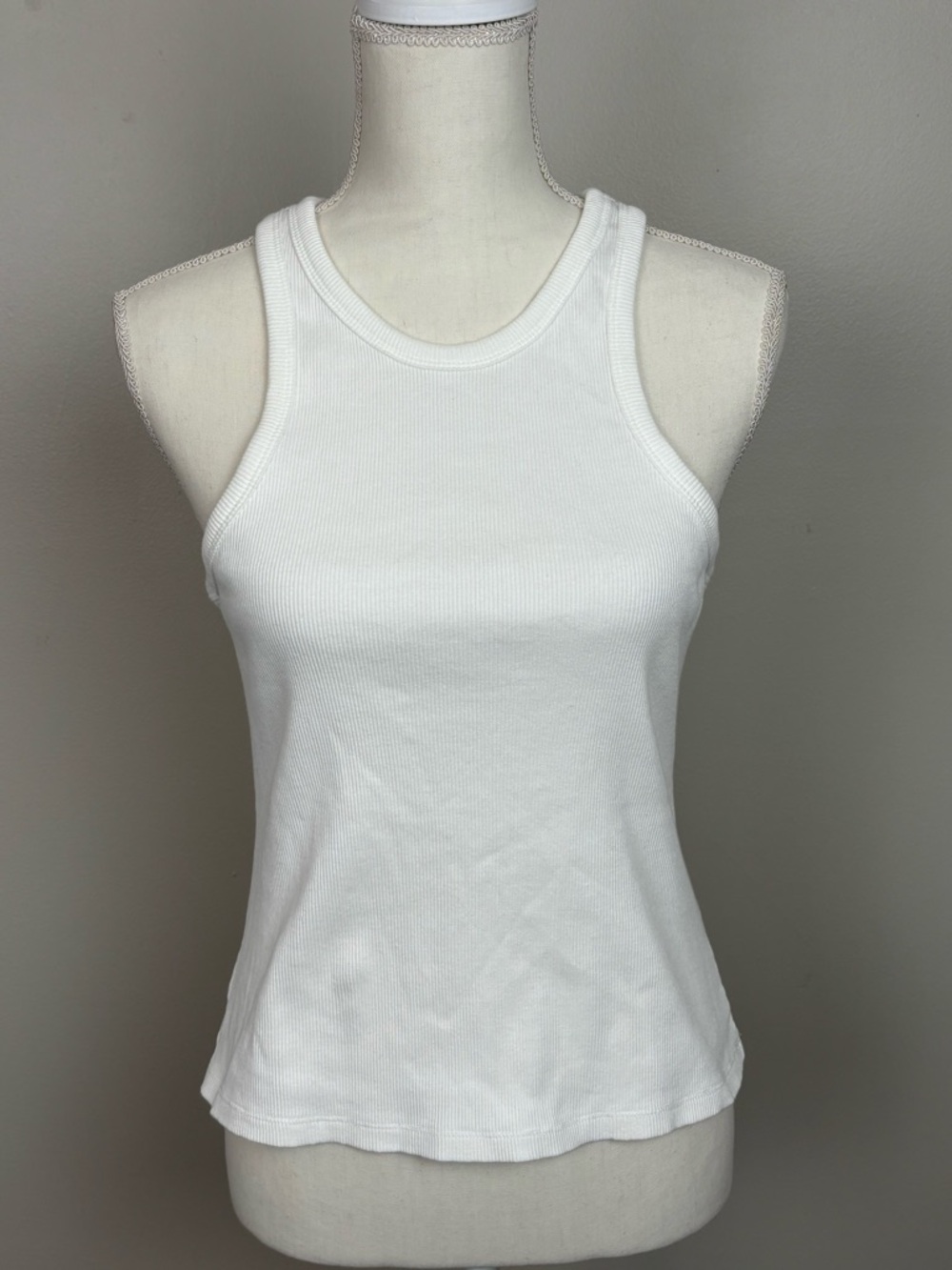 Everlane Top Womens Medium White Ribbed‎ Sleeveless Pullover Organic Cotton Tank